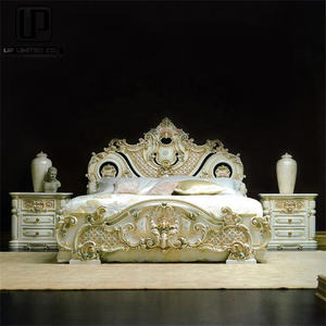 Lit de style français de luxe de haute qualité, lit <span class=keywords><strong>royal</strong></span> de cour, lit simple en bois sculpté à la main, peint à la main, petit lit familial - Product Image 1