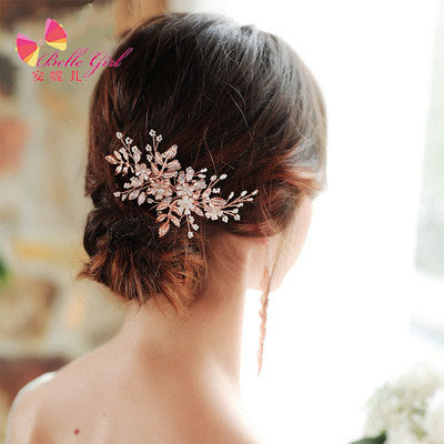 BELLEGIRL new trend fashion Bridal accessories wholesale simple flower hair comb handmade pearl rhinestone bridesmaid comb