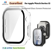 Étui pour Apple Watch Series 12 46 mm avec protection d'écran en verre trempé, coque de protection rigide en PC pour IWatch 12 42 mm