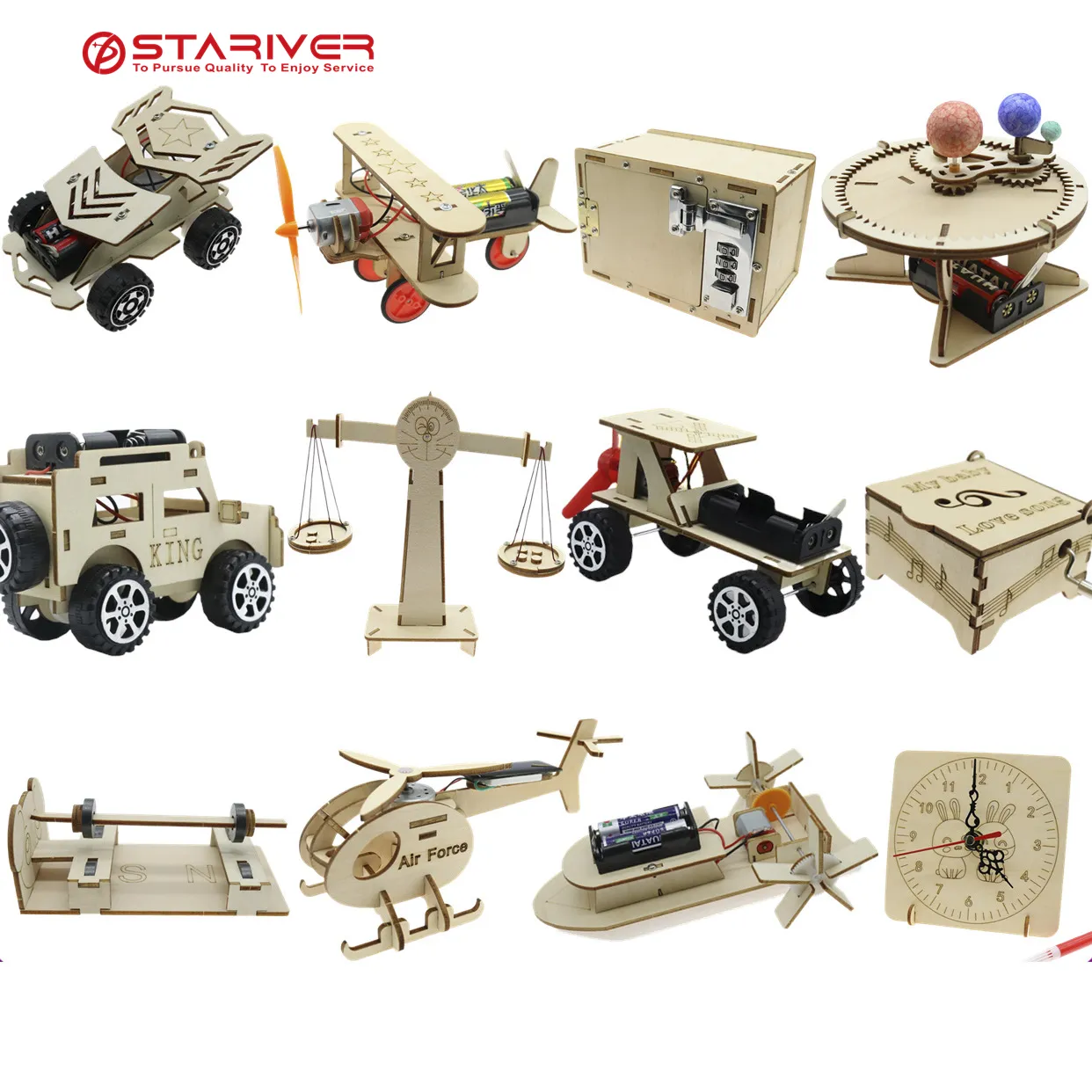 Kit de construcción de rompecabezas de madera para niños, juguete educativo para montar Ciencia, juguetes de física para niños
