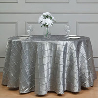 Nappe ronde plissée en satin à carreaux de 120 pouces, lavable, couleur unie, pour mariage, banquet, restaurant (vente en gros)