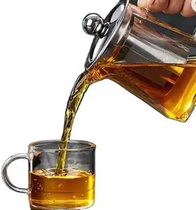 קומקום זכוכית נקי עמיד בפני חום, כד נירוסטה עבור infuser קפה, תה, עלים, צמחים, מיכל מיץ,