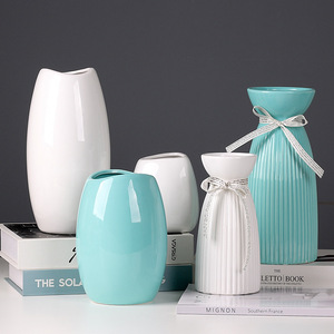 Vase en céramique minimaliste Xin Xinyi, porcelaine blanche, décoration moderne pour la maison, ensemble de vases à fleurs pour la décoration du salon - Product Image 4