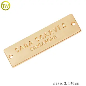 Custom Gold Carved Letter Metal Tags Swimwear Brand Label Logos Sewing On Bikini