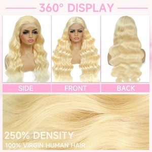 Parrucca Lace Front Bozhen 613 in <span class=keywords><strong>Capelli</strong></span> Umani Remy, Densità 250%, <span class=keywords><strong>Biondo</strong></span> <span class=keywords><strong>Oro</strong></span>, Ondulata, Realistica, Pre-tagliata, 28 Pollici, 300g - Product Image 3