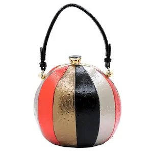 China Supplier Wholesale ChristmasOstrich Stripe Frame Satchel bag special shape faux leather bag