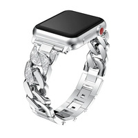 Correa de Reloj Inteligente de Metal Personalizada de Lujo, Cadena de Metal con Diamantes, Brazalete para Reloj Samsung y Apple