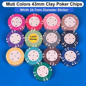 Jetons de poker professionnels personnalisés avec logo, en argile de 15g, taille jumbo 43mm, avec noyau en fer lesté, pour Texas Hold'em - Product Image 1