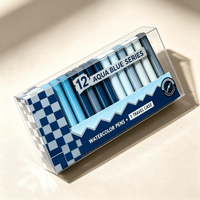 Boîte d'emballage transparente en PET recyclable pour stylos aquarelle, design pliable avec plateau en papier et impression de logo personnalisée