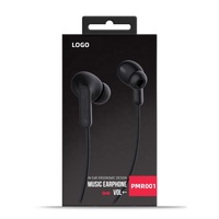 HSUEL Headphone In-Ear, Headphone Musik Ponsel 3.5Mm Hitam, Headphone Bass Stereo Berkabel