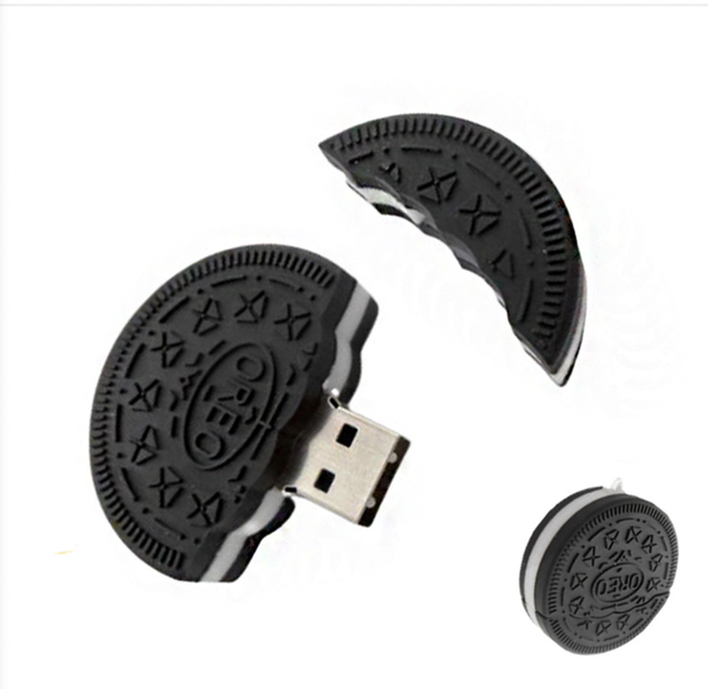Business Promotional Gift Custom PVC Logo Shape Chocolate Biscuit Pen Drive Usb Memory Stick with Gift Box
