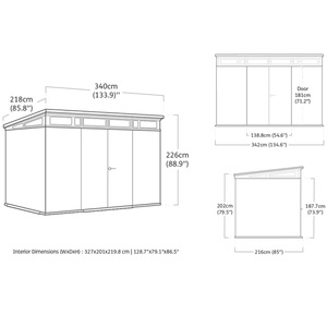 Casetta da Giardino Keter Artisan 342x218x226H Cm Duotech Grigio Effetto Legno, Unità di Stoccaggio - Product Image 2