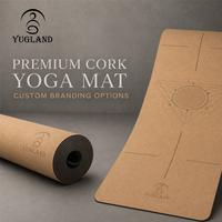 Tapis de yoga en liège Yugaland, directement de l'usine, avec logo personnalisé, antidérapant, pour exercices, vente en gros mondiale