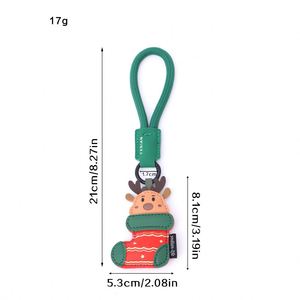 Stylish <b>Christmas</b> Leather Funny Elk Santa Claus Socks Bag <b>Charm</b> Simple Light Keychain Accessories for Fashion Xmas - Product Image 4