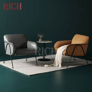 Nordic Moderno di velluto a coste mobili soggiorno Braccio Sedie Soggiorno Camera Moderna terroso giallo Imbottita Singola poltrona di velluto a coste - Product Image 5