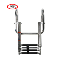 Échelle d'Accès Arrière en Acier Inoxydable Premium FOYO Marine à 4 Marches, Escalier de Quai pour Bateau Fabriqué dans le Fujian pour Piscine, Yacht