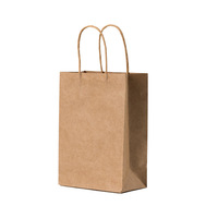 Sacs en papier kraft brun biodégradables et recyclables avec logo personnalisé imprimé, pour la vente à emporter, les restaurants, le café, avec poignée