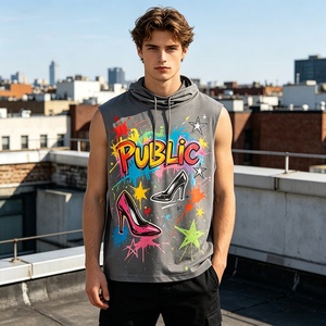 T-shirt sans manches pour homme, coupe ample, imprimé numérique, graffiti dessiné à la main, sérigraphie, qualité ODM supérieure, personnalisable - Product Image 3