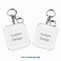 Porte-clés personnalisé léger en acrylique 2D avec personnage de dessin animé lenticulaire, impression UV et carte lenticulaire