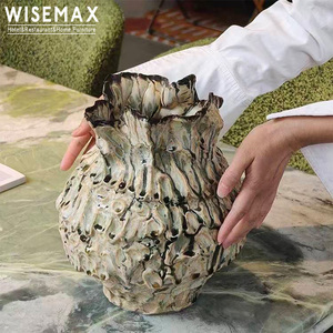 WISEMAX FURNITURE Vaso in Ceramica Vintage Texturizzato, Vaso Scultoreo Rustico per Fiori, per Soggiorno, Camera <span class=keywords><strong>da</strong></span> Letto, Arredamento Casa - Product Image 1