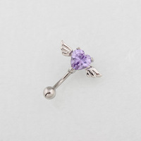 Nouvelle mode accessoires corporels acier inoxydable Zircon coeur ventre anneau ailes barre incurvée femmes percé nombril ongles