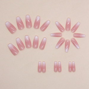 24 <span class=keywords><strong>faux</strong></span> <span class=keywords><strong>ongles</strong></span> simples mi-longs de style ballet avec colle, dégradé rose, pointes d'<span class=keywords><strong>ongles</strong></span> artificielles, paillettes, forme cercueil, à presser, couvrance totale - Product Image 4