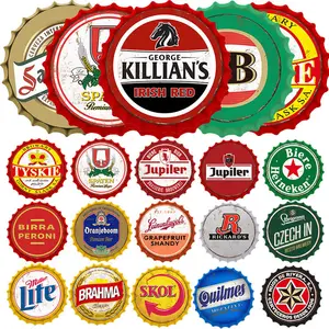 Hotel bar wall decoration retro metal signs Vintage customized Dia30CM Beer bottle cap Tin Tray Old Style Metal Poster