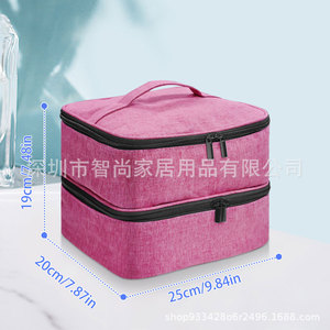 Cosmetic Organizer Bag 25x20x19cm Zipper Closure Portable <b>Makeup</b> Storage <b>Case</b> With Soft Handle - Product Image 3