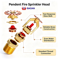Tête de sprinkler FM tout cuivre pour plafond, à actionnement vers le bas, à réponse standard, à jet vers le bas, pour la suppression d'incendie par pulvérisation d'eau