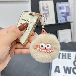 <span class=keywords><strong>Porte</strong></span>-clés <span class=keywords><strong>pompon</strong></span> en fausse fourrure de lapin moelleuse avec boule de suie noire, style Ins, pour voiture, sac ou sac à dos - Product Image 5