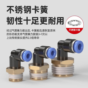 ข้อต่อลมแบบเร็ว Li Guang Aerodynamics ชุบนิกเกิล ทองแดงเกลียว ข้อต่อแบบงอ PL8-02 10-03 PL12-04 - Product Image 2