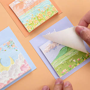 Bloc <span class=keywords><strong>de</strong></span> Notas Adhesivas con Diseño <span class=keywords><strong>de</strong></span> Pintura al Óleo, Bloc <span class=keywords><strong>de</strong></span> Notas Estético con Adhesivo Fuerte, Notas Minimalistas para Diario, Material <span class=keywords><strong>de</strong></span> Papelería para Estudiantes - Product Image 4