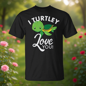 Simpatica maglietta di San Valentino con tartaruga "I Turtley Love You" – Regalo per celebrazioni romantiche - Product Image 3