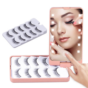 Boîtes d'emballage pour <span class=keywords><strong>cils</strong></span> en gros avec logo personnalisé, <span class=keywords><strong>cils</strong></span> en vison rose, miroir LED, style naturel, <span class=keywords><strong>faux</strong></span> <span class=keywords><strong>cils</strong></span> en grappe, vegan - Product Image 3