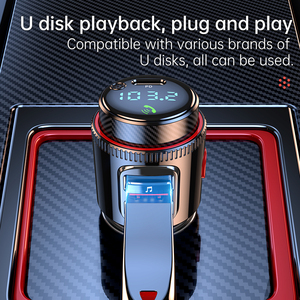 Reproductor MP3 para Auto, Transmisor FM, Cargador de Auto Bluetooth con Carga Rápida PD QC3.0 USB C con Pantalla de Voltaje, Proveedor OEM - Product Image 4