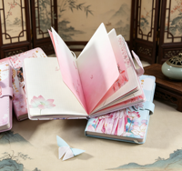 Carnet de notes créatif de style chinois ancien, journal intime vintage Hanfu avec pages intérieures 3D, fermeture magnétique papillon en papier