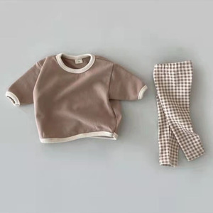 Conjunto de ropa para niños recién nacidos, 2 piezas, algodón, manga larga, a cuadros, suave - Product Image 6