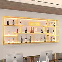 Nouveau porte-bouteilles mural en bois de style chinois, armoire de rangement murale pour magasin commercial, présentoir suspendu avec verres à vin