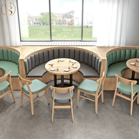 Ensemble chaise et table de salle à manger en bois cabine de restaurant en demi-cercle en forme de U