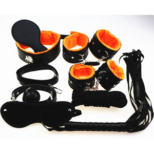 Ensemble exclusif transfrontalier de jouets en peluche pour adultes, lot de 10 pièces, menottes, bâillons, fouet, ensemble en cuir et peluche pour adultes. - Product Image 2