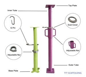 Étai en acier traditionnel avec couvercle anti-poussière et goupille de fixation pour échafaudages de construction et d'atelier, résistant à la corrosion - Product Image 1