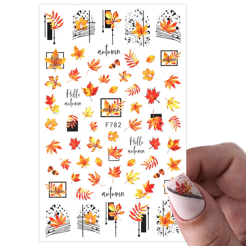 Autocollants pour ongles personnalisés, feuilles d'érable 3D, fleurs, feuille d'automne, autocollants pour manucure, autocollants pour Nail Art, 1 pièce