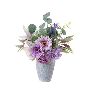 Bouquet de fleurs artificielles CallaFloral, hydrangea et pivoine violettes, décoration intérieure pour mariage - Product Image 5