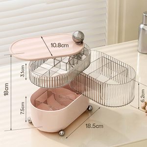 Plastic Clear Oval Shape 3 Layers 360 <b>Rotation</b> Showcase Multifunctional Bathroom Makeup Holder <b>Rack</b> for Cosmetics, Bedroom - Product Image 1