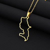 Collier carte de la Palestine personnalisé Collier carte de la Martinique avec logo gravé en acier inoxydable pour homme et femme