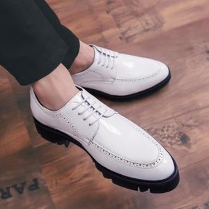 Nuove Scarpe Eleganti in Pelle da Uomo, Scarpe Bianche con Lacci e Suola Spessa, Scarpe Eleganti in Pelle Monopezzo per Uomo - Product Image 1