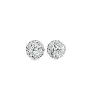 Boucles d'oreilles pendantes en or massif 18 carats avec sertissage double halo Diamant de culture taille brillant-Cadeau d'anniversaire de mariage de luxe pour femme - Product Image 2