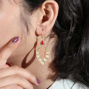 Wholesale European American Luxury Antique Ruby Gold Plated 925 Sterling <b>Silver</b> <b>Earrings</b> for <b>Women</b> - Product Image 3