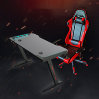 Escritorio para Juegos Estilo PC con Luz RGB Táctil Rápida, Mesa de Juego para Carreras