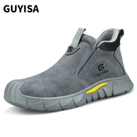 Sepatu Safety Pria GUYISA Anti-benturan dan Anti-tusuk untuk Bengkel Kerja, Anti-panas dengan Pelindung Baja di Ujungnya